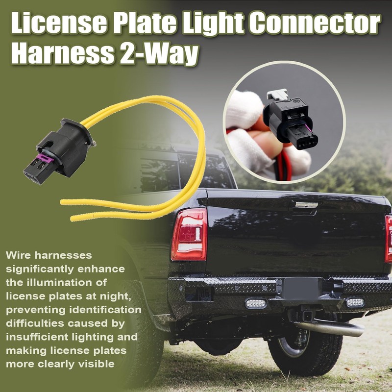 Priprilod License Plate Light Connector Harness 2-Way Compatible with Ram