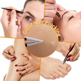 Eyebrow Tweezer Set, 7 Pcs Precision Tweezers with Curved Scissors for Women Men - Professional Stainless Steel Tweezers for Facial Hair, Splinter and Ingrown Hair Removal