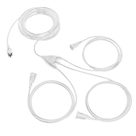 Iron Forge Cable 1 to 3 Cord Splitter 40 ft Total, 3 Way Plugs Outdoor & Indoor Extension Cord 3 Prong, 28 ft End-to-End, 16/3C SJTW Multiple Outlets White Power Cable for String Lights, Office, Lamps