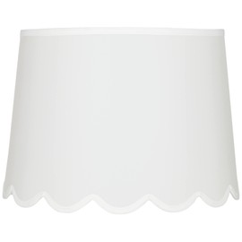 Hardback Scallop Bottom Empire Lamp Shade White Large 13" Top x 15" Bottom x 11" High Spider with Replacement Harp and Finial Fitting - Springcrest