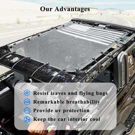JHD-TOGO Sunshade Top Cover for Ford Bronco 2-Door,Bikini Mesh Sun Shade Soft and Hard Top Sunroof for Ford Bronco 2021 2022 2023 Accessories,Blocks UV,Wind,Noise,America Flag