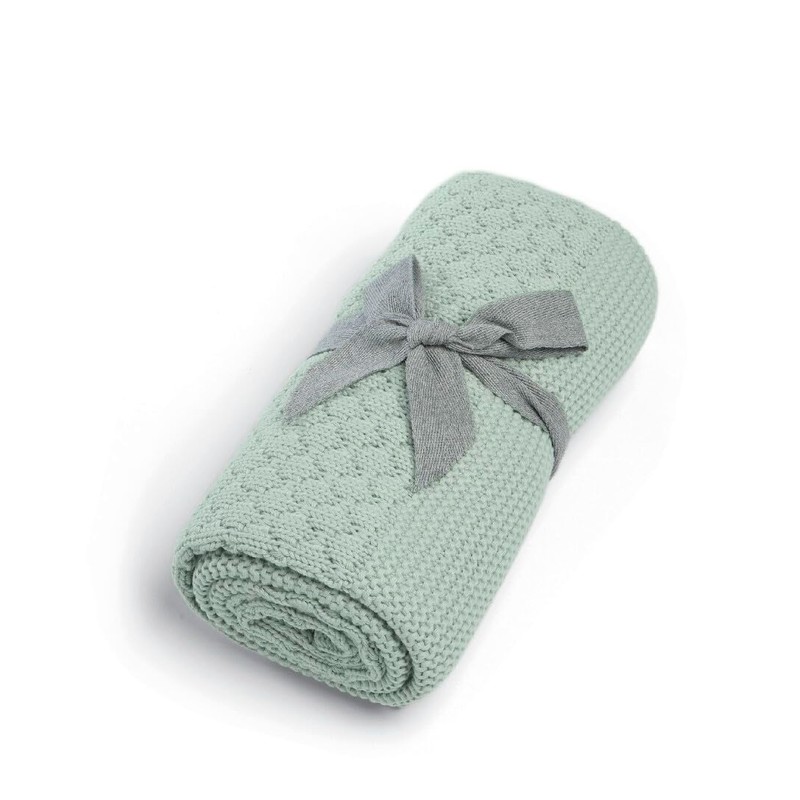 Mamas & Papas Small Knitted Blanket, Seedling Blue/Green