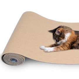 Cat Scratching Mat,Cat Carpet Replacement for Cat Tree Shelves,Trimmable Self-Adhesive Cat Couch Protector,78.7"x15.8" Cat Scratch Mat,Cat Sofa and cat Scratching Post Protector (Khaki)