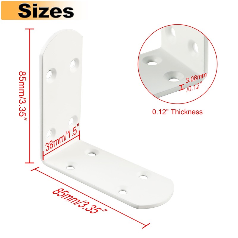 Alise 4Pcs Shelf Brackets White, Stainless Steel Floating Shelf Brackets