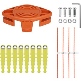 Yweller 18 Pack WA0010 WA0004 Replacement Trimmer Blade Head,Compatible with Worx WG150,WG151,WG152,WG153,WG154,WG155,WG156,WG157,WG160 String Trimmer,with 8 Pack Polycarbonate Blades and Tool Wrench