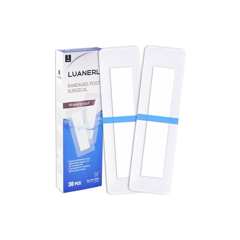 30 Pack Waterproof Adhesive Island Dressings for Surgery Recovery