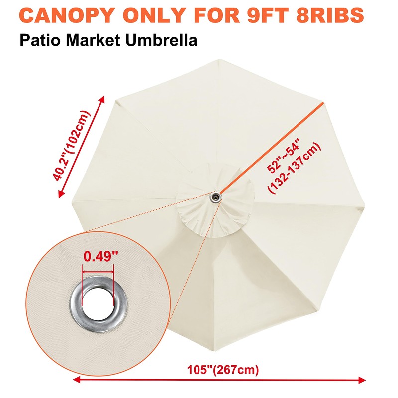 EliteShade USA 9FT Patio Umbrella Replacement Covers 8 Ribs Market