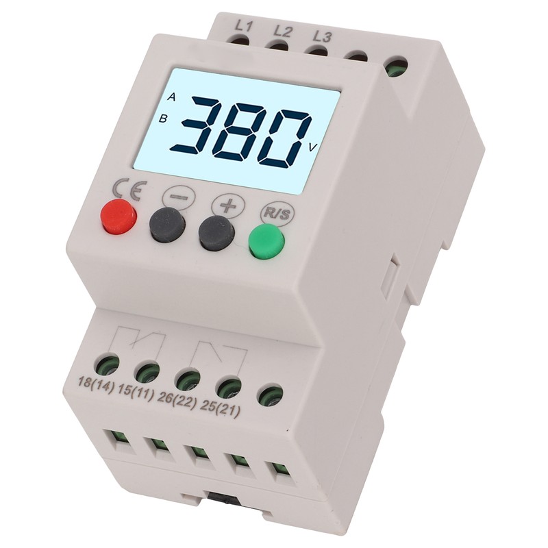 Over Under Voltage Protector Protective Device 3 Phase LCD Digital