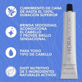 HIDRACOLOR - Tinte Permanente para Cabello Color Rubio Frío 90 ml, Cubre Canas, con Miel y Aloe Vera, Gran Duración y Humectación, Coloración Cabello, Sedosidad y Brillo