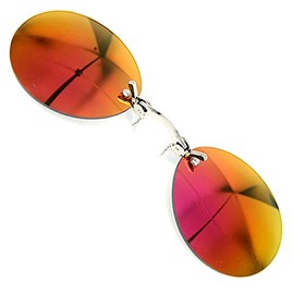 PLOPLO Retro Round Clip On Nose glasses Matrix Morpheus Movie rimless sunglasses men, Red, Normal Size