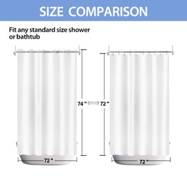 YISURE No Hook White Shower Curtain Liner PEVA Plastic Waterproof Heavy Duty Bathroom Curtain Hook Free Shower Liner 72x74 Inches
