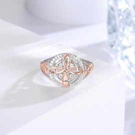 Anillo nudo de bruja de plata de ley 925 con nudo celta original, regalo para mujer, Plata, Zirconia cúbica