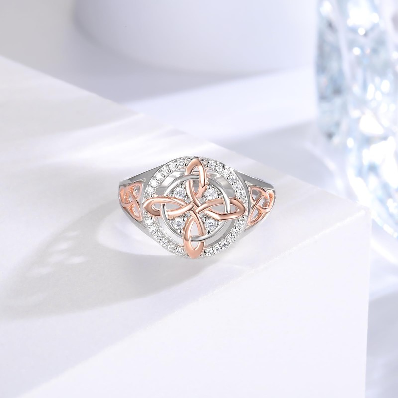 Anillo nudo de bruja de plata de ley 925 con