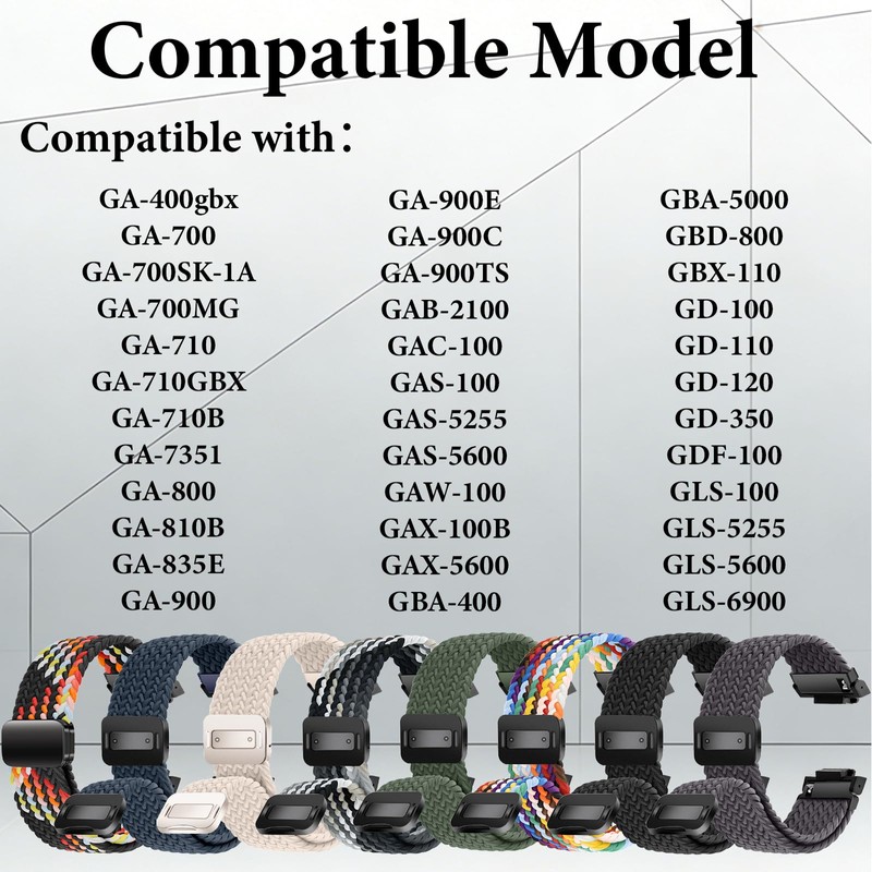 SUGARJAR Stretch Braided Nylon Bands for Casio GA2100 GA100 GA110