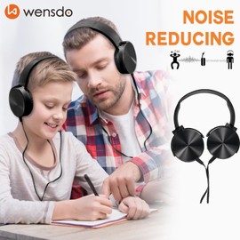 Wensdo 2 Pack Classroom Headphones with Microphone for Kids All Ages K-12, Durable Wired Students Computer Headphones for School, Library Airplane, Online Learning and Travel