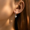 Silver Hoop Earrings for Women, Heart Dangle Earrings Small Huggie