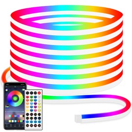 Segrass 10 m LED Neon Strip with Music Sync IP65 Waterproof RGB Band with Remote Control / App Control for Wall Decoration, Bedroom Indoor