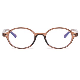 Long Keeper Oval Blue Light Filter Glasses Women Men Small Round Anti Blue Light Computer Glasses Blue Light Blocking Glasses Retro Anti Glare Gaming Glasses, brown