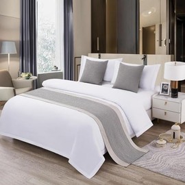 TTiiLoe Hotel Bed Runner Double-sided Bed Cover, Cotton Linen Bed Scarves Bedspreads Throw Decor Protection, Light Grey, 50 * 240cm for 1.8m Bed