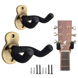 Pack of 2 Guitar Wall Mount Metal Guitar Holder Non-Slip Guitar Wall Holder Guitar Shaped Hook with Sponges Wall Hanger Hook Holder for Electric Guitar Bass Guitar Ukulele Acoustic Guitar