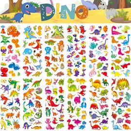 PHOGARY 36 Blätter (550+) Aufkleber für Kinder & Kleinkinder, 3D Dinosaurier Tiere Autos Sticker für Mädchen Junge Weihnachten Kindertag Geschenke Geburtstagsgeschenk
