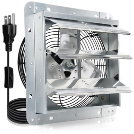 Hiorucet Upgraded 7 Inch Shutter Exhaust Fan for Garage, Greenhouse, Shop, Attics, Chicken Coop, Shed, Basement, 760CFM 1600RPM Low Noise Wall Mounted Louvered Exhaust Fan with 1.8 Meters Power Cord.