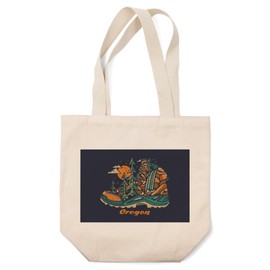 Lantern Press Oregon, Hiking Boot (100% Cotton Canvas Reusable Tote Bag)