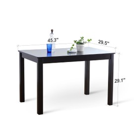 Livinia Cabin 45.3" Wooden Dining Table/Small Rectangular Modern Farmhouse Solid Wood Kitchen Table Desk (Black)