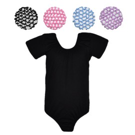 GoForDance Crochet Hair Bun Cover with 28 Rhinestones and Leotard Set (Small-Girl, B-bk-pk-bl-pu)