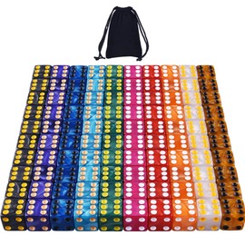AUSTOR 100 Pieces 6 Sided Dice Set 10 x 10 Pearl Colors Dés Square Corner Dice with a Free Velvet Pouch