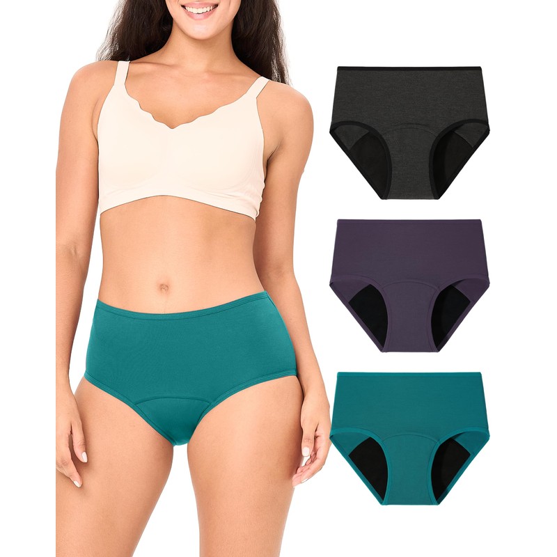 BAMBOO COOL Womens Period Underwear Heavy Flow Absorbent Panties High
