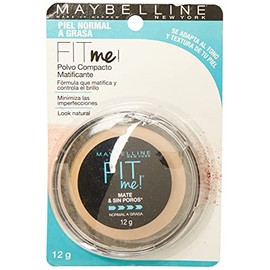 Maybelline Base de Maquillaje en Polvo Fit Me Matte  Poreless, porcelain 110, 12 gr, matifica y controla brillo por 16h, minimiza la apariencia de... 