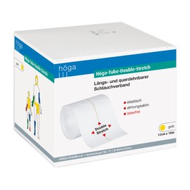 Höga Pharm Tube Double-Stretch Longitudinal and Transverse Stretch Tubular Bandage Yellow 12cm x 10m Elastic Breathable Latex Free