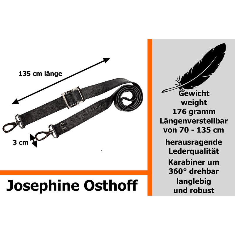 Josephine Osthoff Shoulder Strap Genuine Leather Replacement Strap Crossbody Strap