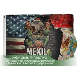 Mexican And American Flags, Large Mexican Flag, Us Mexico House Flags, 3x5 Double Sided Usa Mexico Flag, Brass Grommets 2 (3x5ft)