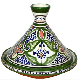 Moroccan Handmade Serving Tagine Exquisite Ceramic With Vivid colors Original Medium 10 inches Across
