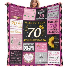 Giftota 70th Birthday Women, 150 x 130 cm Blanket Gifts for Women, Gifts Blanket for 70th Birthday, Fluffy Flannel Blanket, 70th Birthday Woman Blanket, for Women, Mother, Wife, Grandma