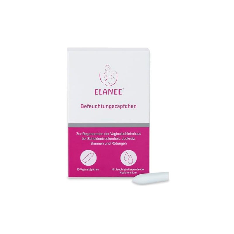 ELANEE Moisturising Suppositories, 10 Vaginal Suppositories for Vaginal Dryness, Itching