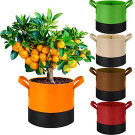 Fhyisble 5 Pack 3 Gallon Durable Grow Bags, 350G Heavy-Duty Fabric Pots with Handles, Breathable Plant Containers for Vegetables, Flowers, Fruits, Indoor & Outdoor Gardening, Aeration Fabric Planters