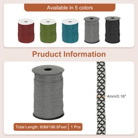 sourcing map 550 Paracord 200 Feet, 4mm 7 Strand Parachutes Cord Spool Survival Strong Rope String for Camping Hiking Fishing, White/Black