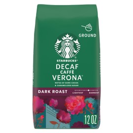 Starbucks Ground Coffee, Dark Roast Hot or Iced Coffee, Decaf Caffè Verona, 12 oz