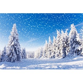 YongFoto 7x5ft White Photography Backdrop Christmas Snow Covered Trees Snowflakes Winter Landscape New Year Photo Background Photographic Backdrops Party Newborn Kids Portrait Photo Studio Props Vinyl