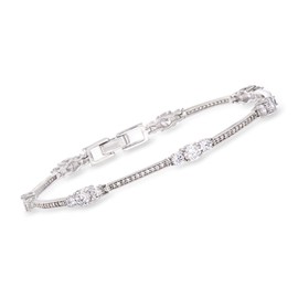 Ross-Simons 3.80 ct. t.w. CZ Station Bracelet in Sterling Silver. 8 inches
