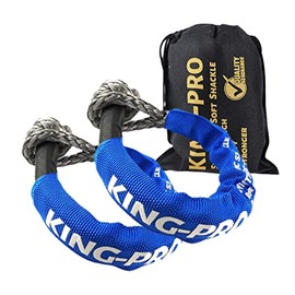 KING-PRO Synthetic Shackle 3/8"x16" Soft Shackle 24,200lbs Breaking Strength Recovery Soft Shackle with Protective Sleeves for JEEP ATV UTV SUV Light Truck and Power Sport Equipment 2-Pack (Blue-Gray)