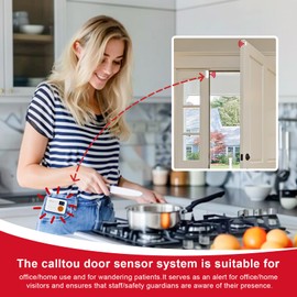 CallToU Door Sensor, Potable Door Alarms When Opened, Door Chime with 2 Chime Adjustable Vibration 500ft Operating Range, Entry Alert Chime for Business/Home/Office (3 Sensor + 2 Receiver)