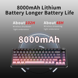 NACODEX AK820 Max HE Gaming Magnetic Keyboard Switch Magnetic Hot Swappable Adjustable Actuation Rapid Trigger Mode 8000mAh RGB Wireless Bluetooth 75% Pink Keyboards