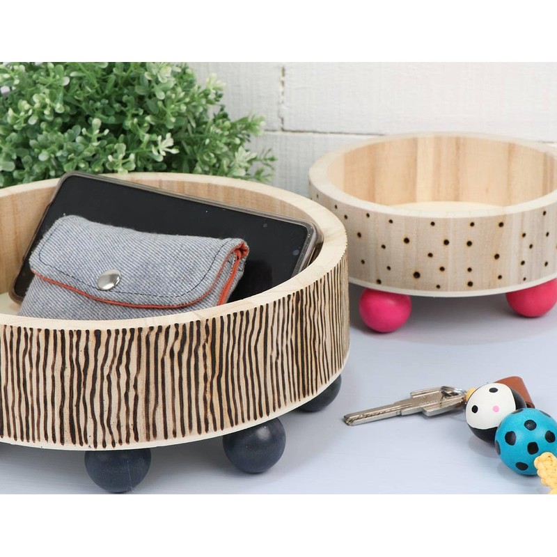 Balsa Wood Round Tray, Medium, 22 x 5.5 cm