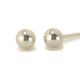 Pt900 Platinum Round Ball Earrings, 0.2 inches (4 mm), Sold as 1 Pair of Ears, Ball Earrings, Platinum Earrings, Platinum Earrings, Pt900, PT900, Yokomountain