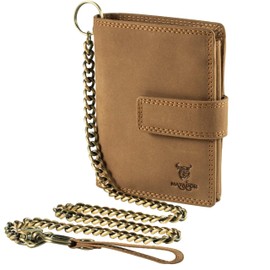 MATADOR® Leather Biker Wallet with Chain TÜV Tested RFID Protection, Nappa Black, Vintage