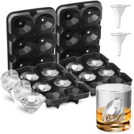 Moldes para cubitos de hielo de diamantes, moldes para cubitos de hielo transparentes en forma de diamantes, tamaño grande, forma de diamante de 2 pul